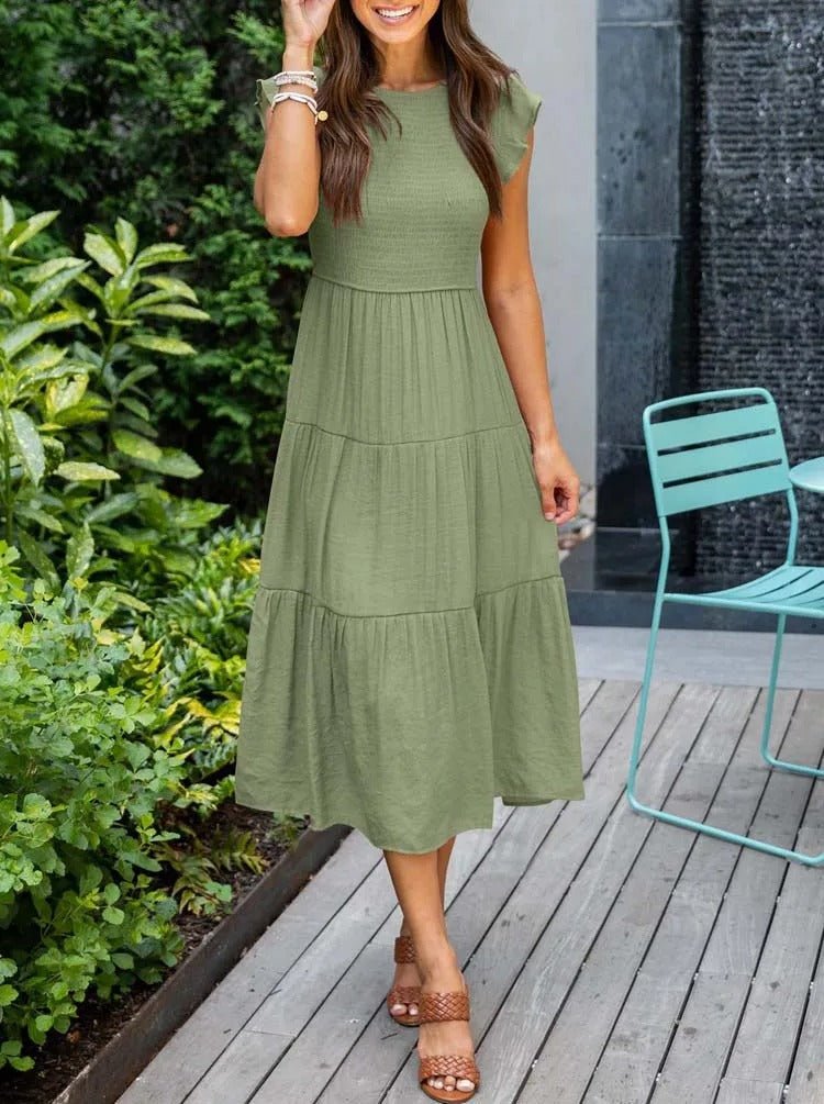 Boho Maxikleid mit Rüschenärmeln