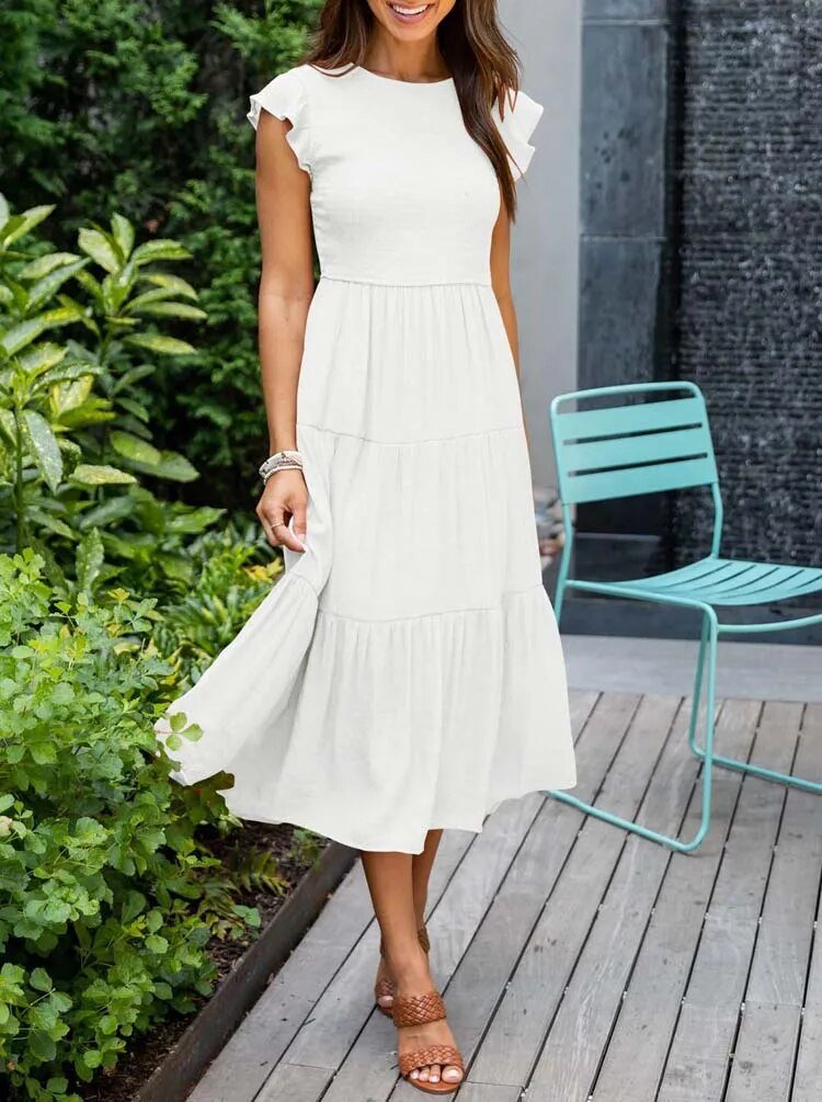 Boho Maxikleid mit Rüschenärmeln