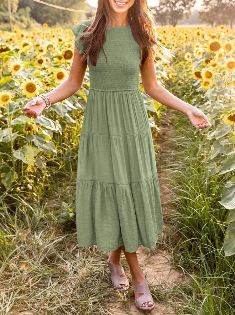 Boho Maxikleid mit Rüschenärmeln