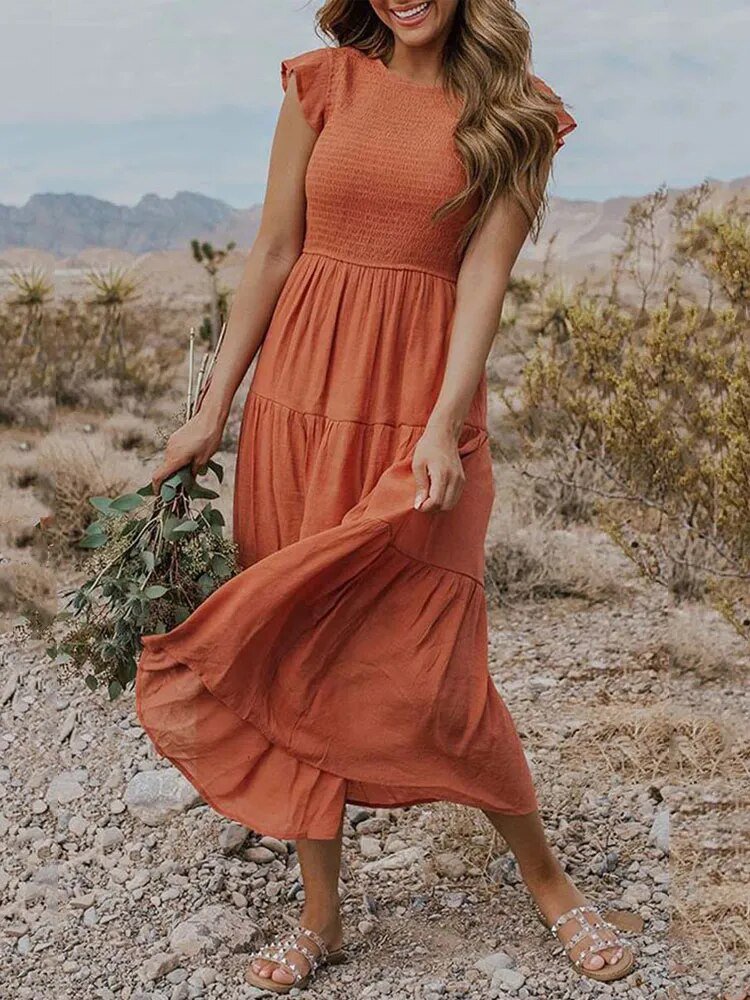 Boho Maxikleid mit Rüschenärmeln