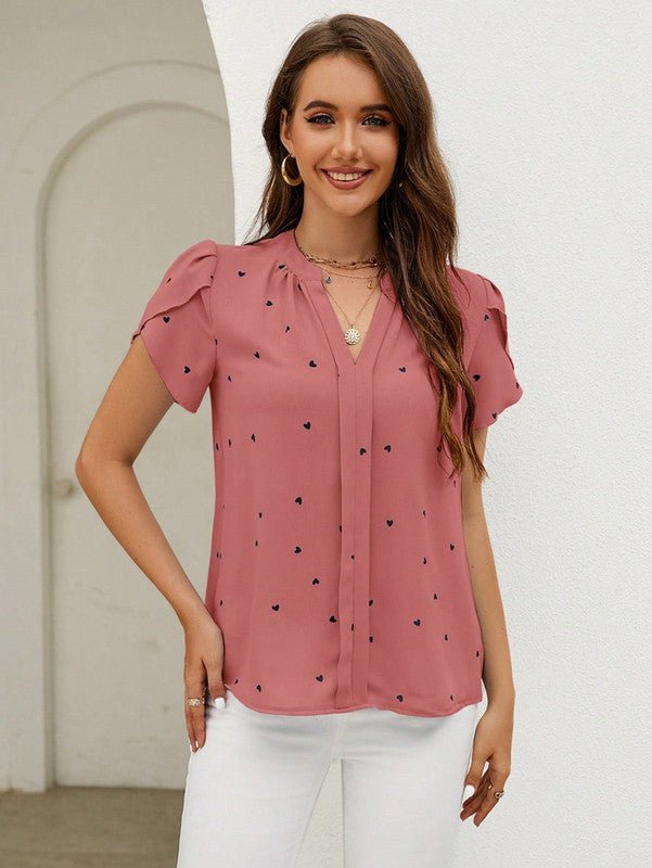 Damen Bluse mit Punkten und Rüschenärmeln