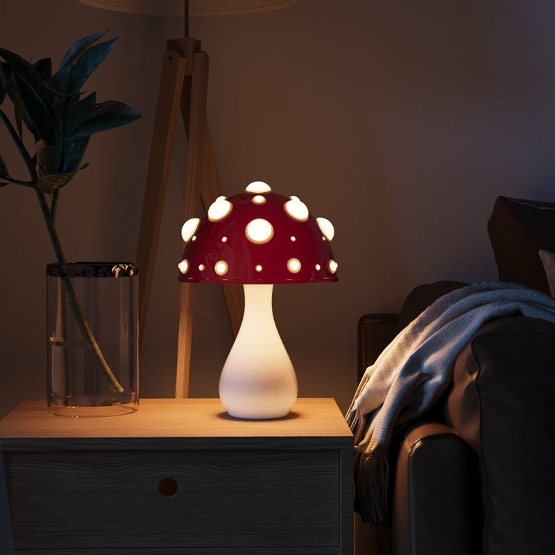 Mushroom LED Tischlampe aus Glas im Retro-Stil