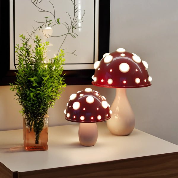 Mushroom LED Tischlampe aus Glas im Retro-Stil