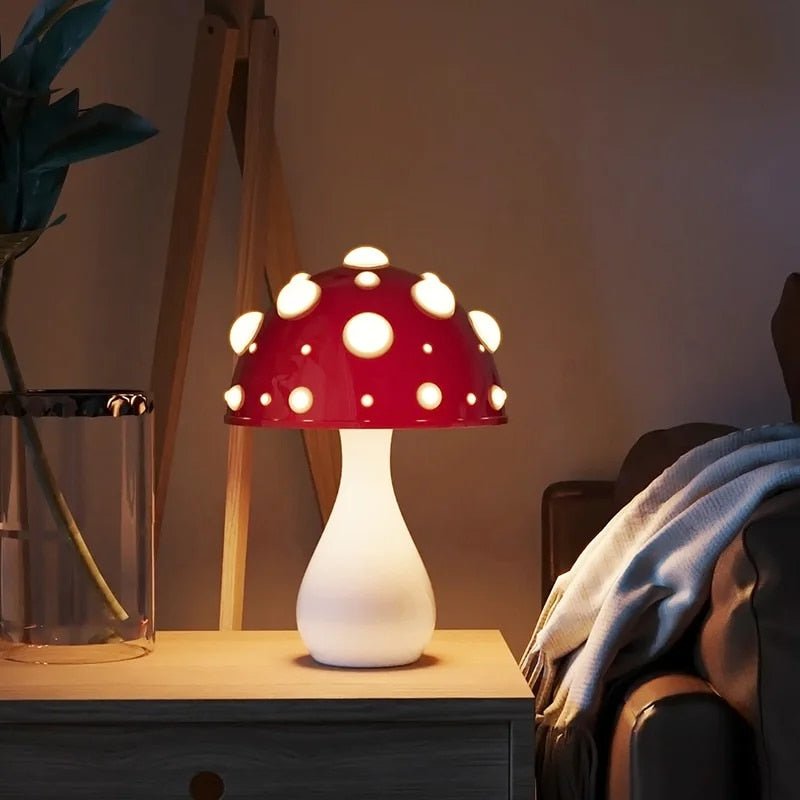 Mushroom LED Tischlampe aus Glas im Retro-Stil