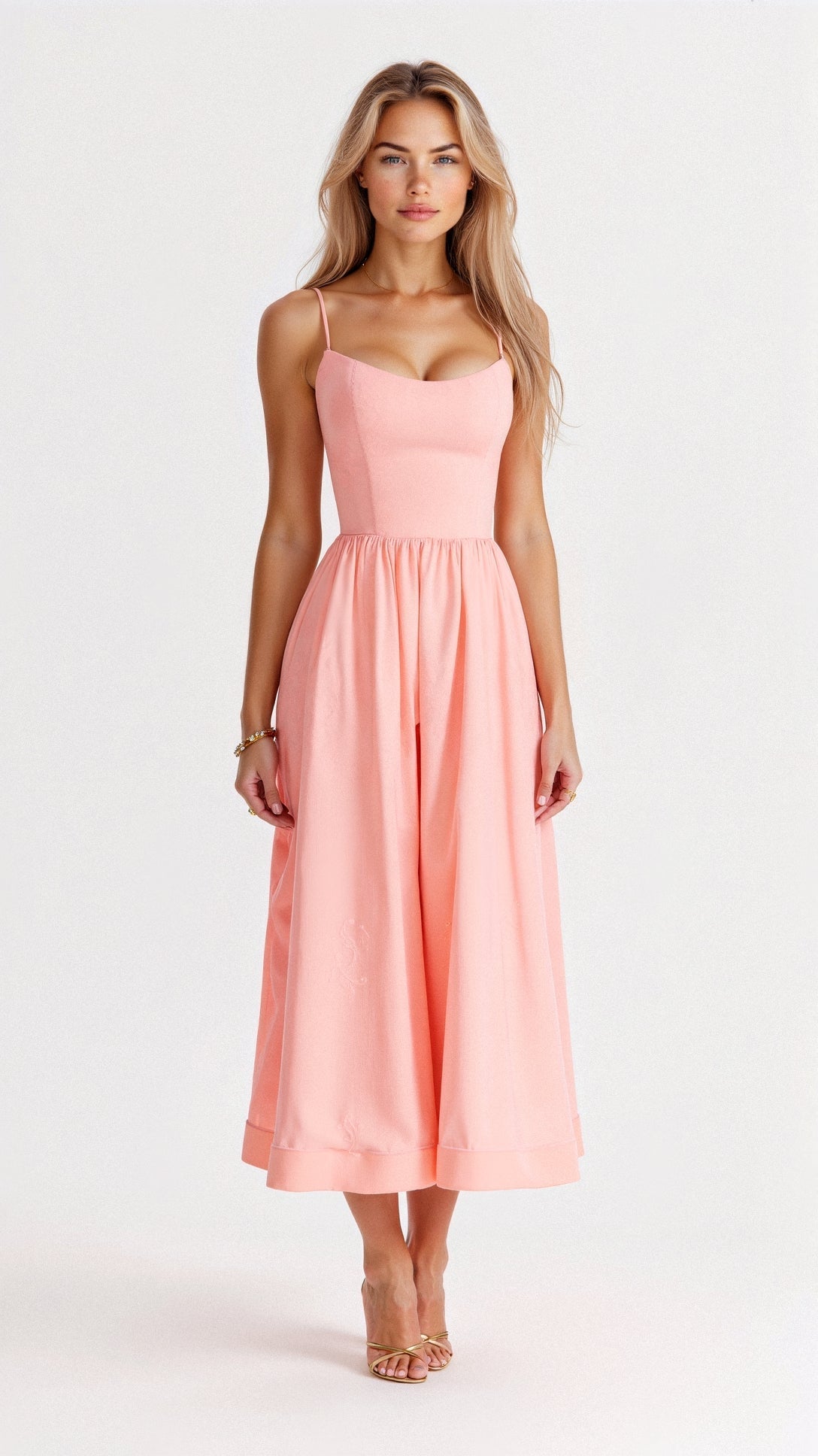 Midikleid mit Spaghettiträgern