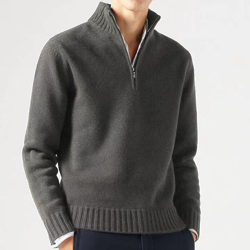 Bequemer und stilvoller Herrenpullover mit halbem Reißverschluss