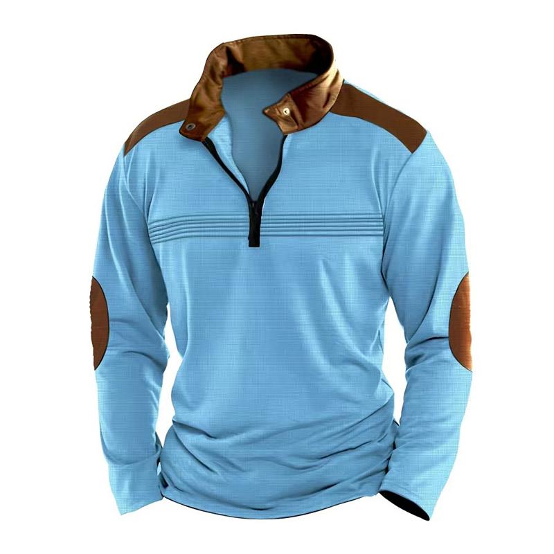 Herren Sweatshirt mit Reißverschlusskragen und Farbblock-Design