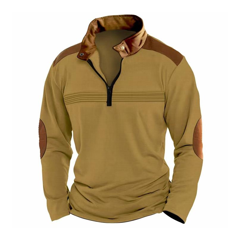 Herren Sweatshirt mit Reißverschlusskragen und Farbblock-Design