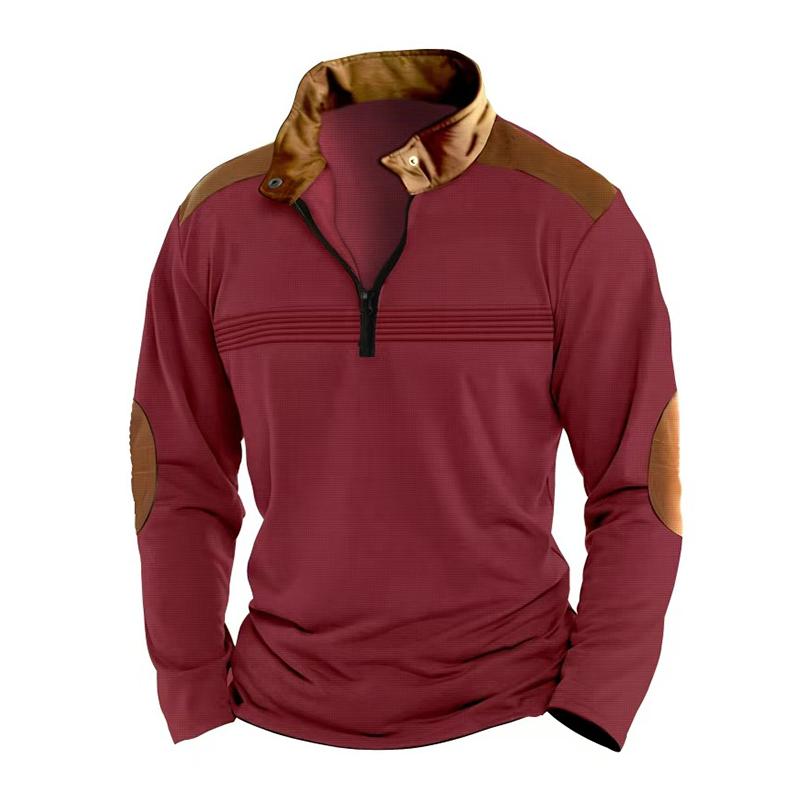 Herren Sweatshirt mit Reißverschlusskragen und Farbblock-Design