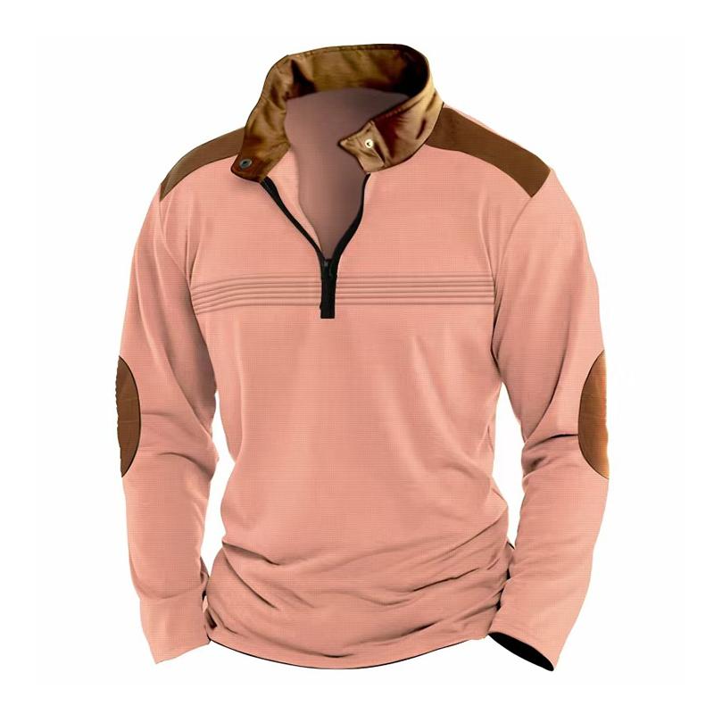 Herren Sweatshirt mit Reißverschlusskragen und Farbblock-Design