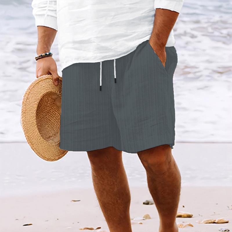 Herren Baumwoll-Mix gestreifte Strand-Shorts mit Kordelzug