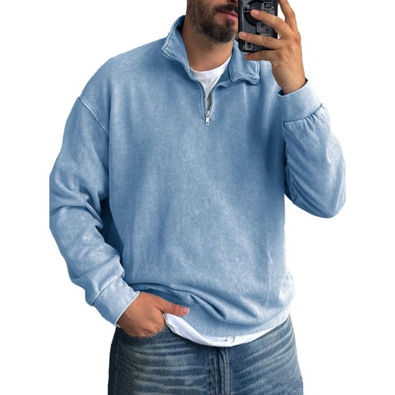 Herren Sweatshirt mit Reißverschluss und Umlegekragen