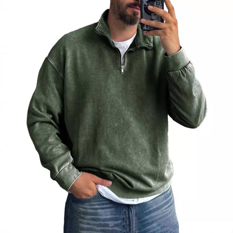 Herren Sweatshirt mit Reißverschluss und Umlegekragen