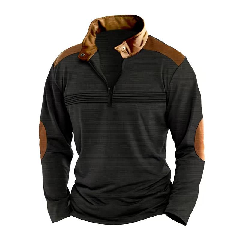 Herren Sweatshirt mit Reißverschlusskragen und Farbblock-Design