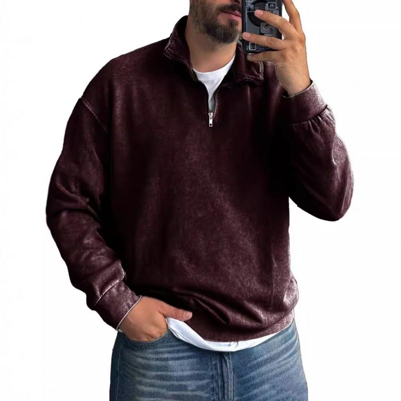 Herren Sweatshirt mit Reißverschluss und Umlegekragen