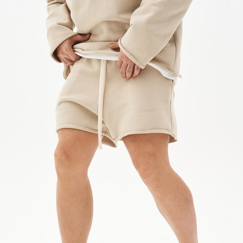 Herren Baumwoll-Shorts mit Rohkanten und Loose Fit
