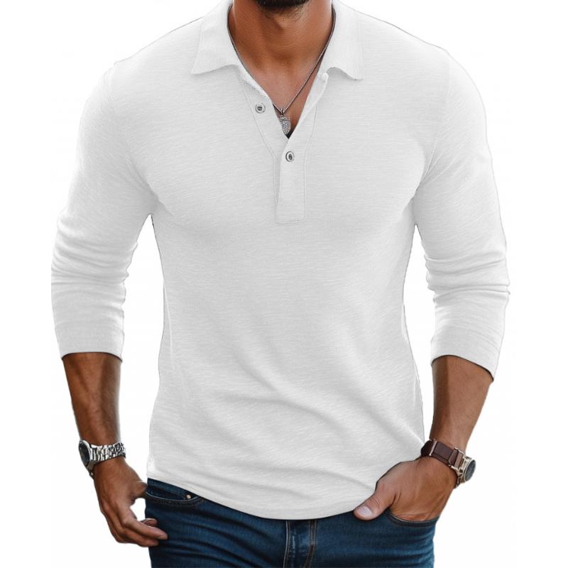 Herren Slim Fit Langarm Polohemd