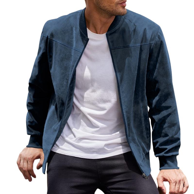 Herren Übergangsjacke Wildleder Look mit Stehkragen