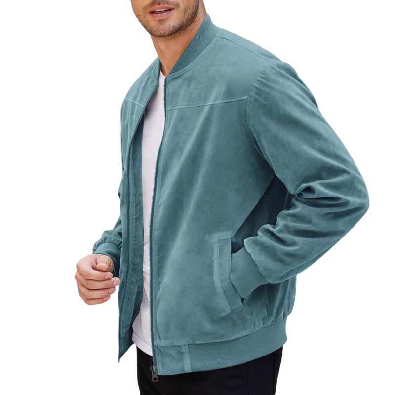 Herren Übergangsjacke Wildleder Look mit Stehkragen