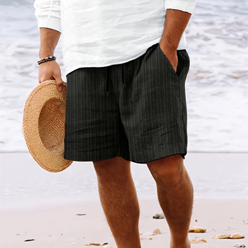 Herren Baumwoll-Mix gestreifte Strand-Shorts mit Kordelzug