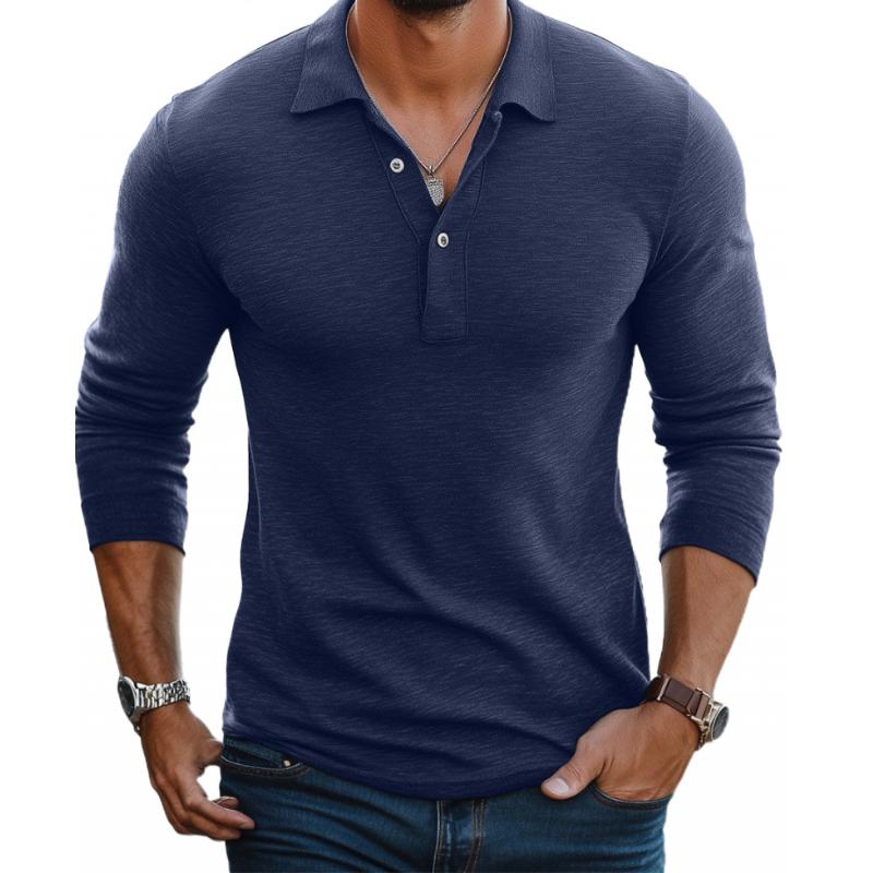Herren Slim Fit Langarm Polohemd