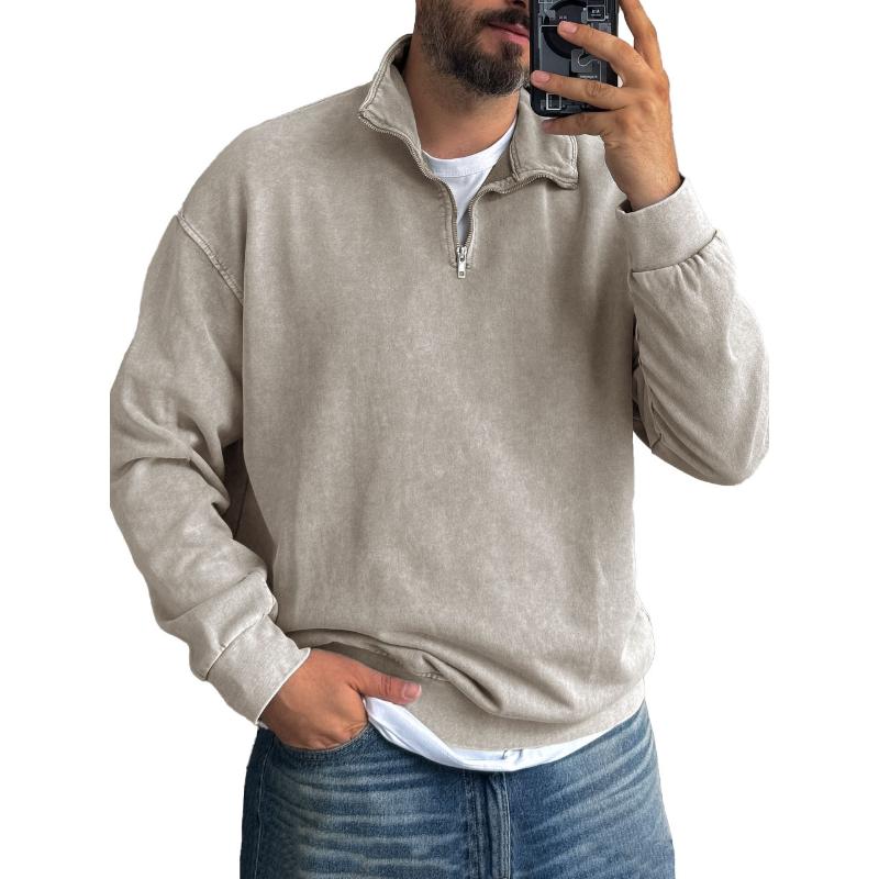 Herren Sweatshirt mit Reißverschluss und Umlegekragen