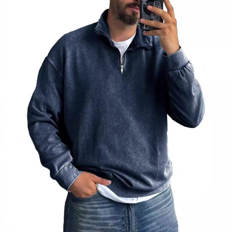 Herren Sweatshirt mit Reißverschluss und Umlegekragen