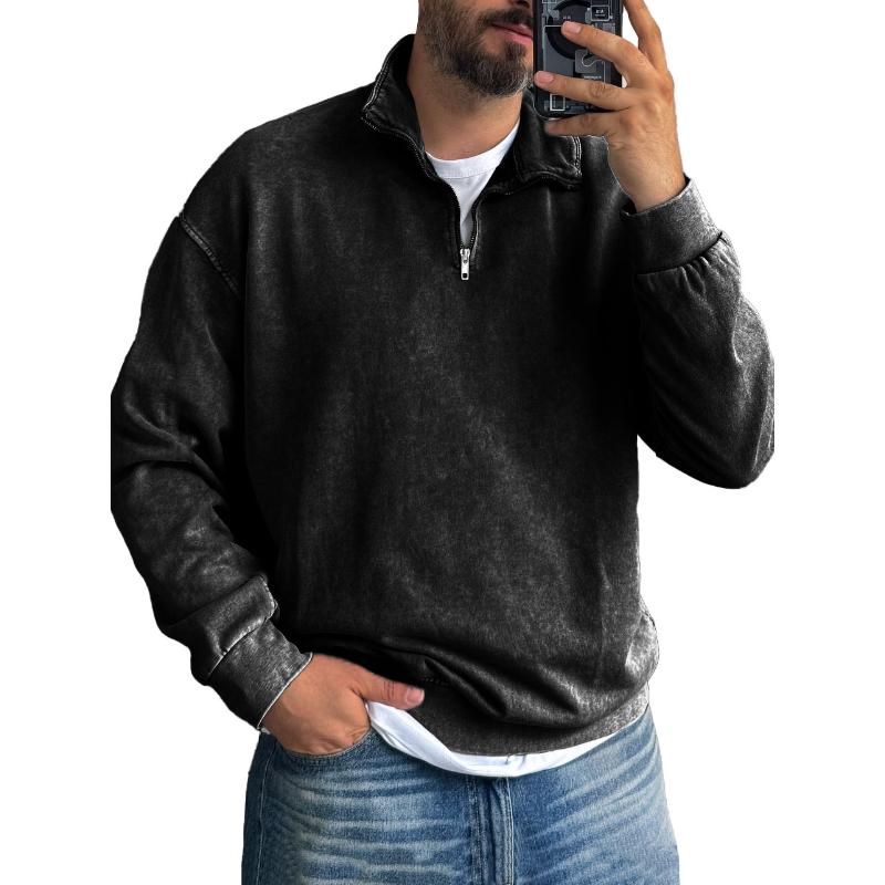 Herren Sweatshirt mit Reißverschluss und Umlegekragen