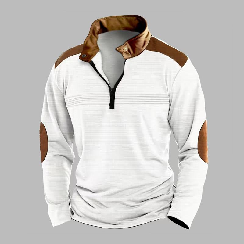 Herren Sweatshirt mit Reißverschlusskragen und Farbblock-Design