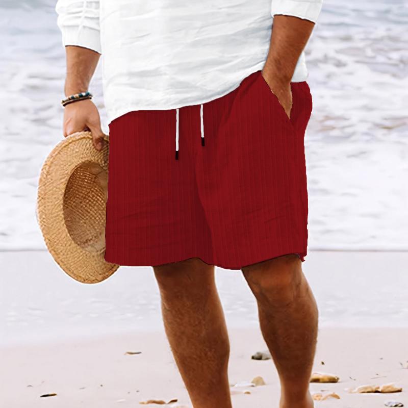 Herren Baumwoll-Mix gestreifte Strand-Shorts mit Kordelzug