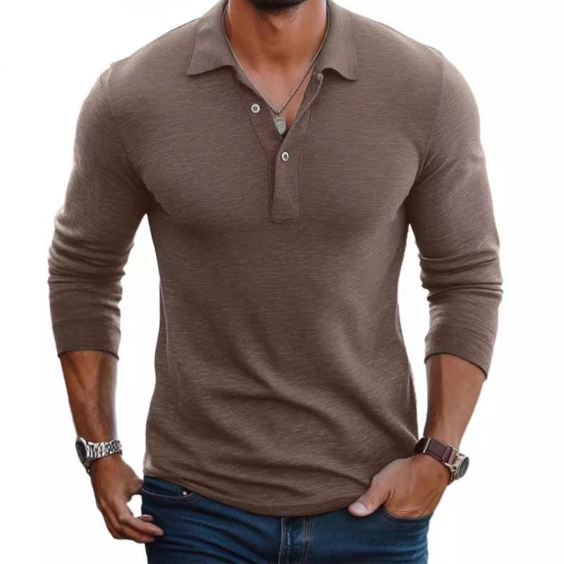 Herren Slim Fit Langarm Polohemd