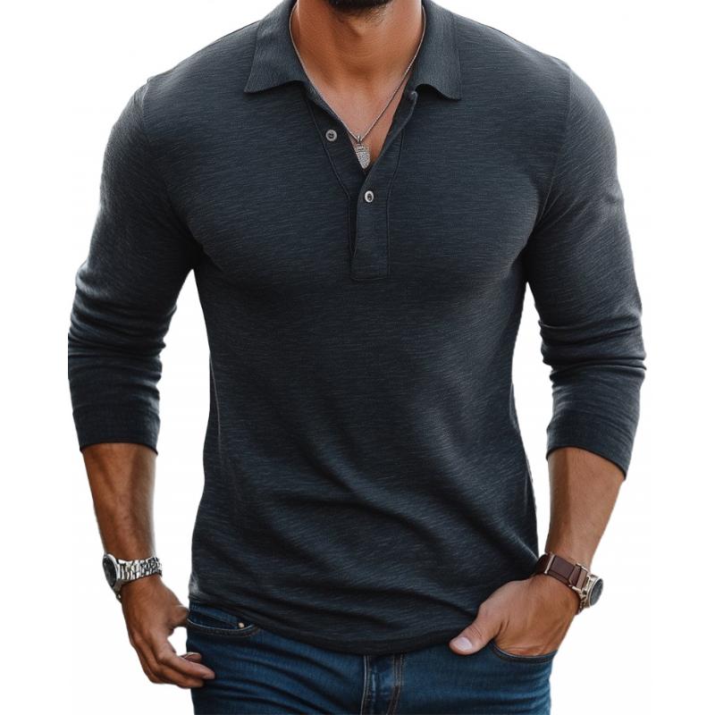 Herren Slim Fit Langarm Polohemd