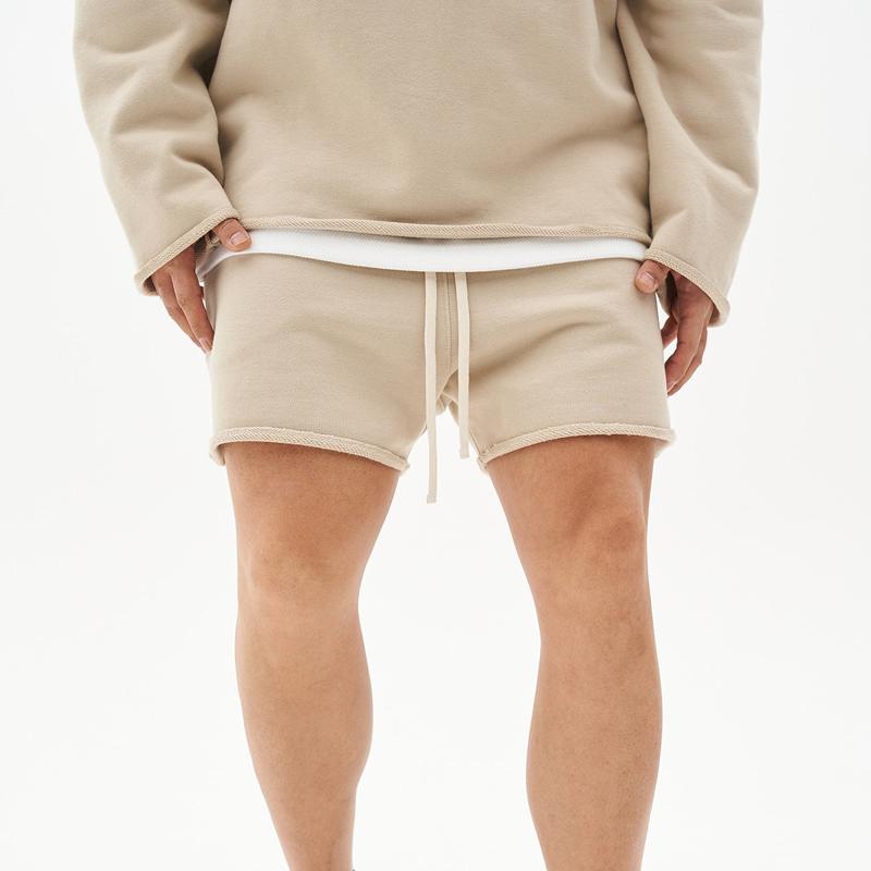 Herren Baumwoll-Shorts mit Rohkanten und Loose Fit