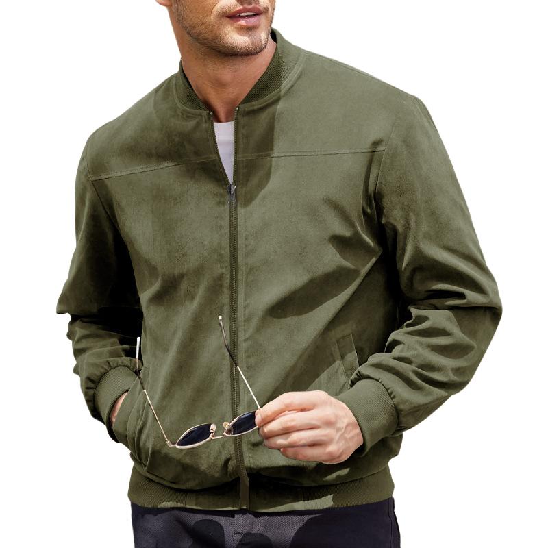 Herren Übergangsjacke Wildleder Look mit Stehkragen