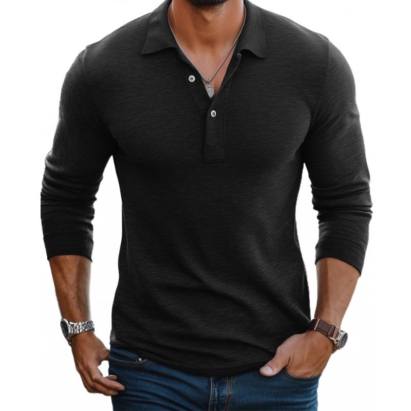 Herren Slim Fit Langarm Polohemd