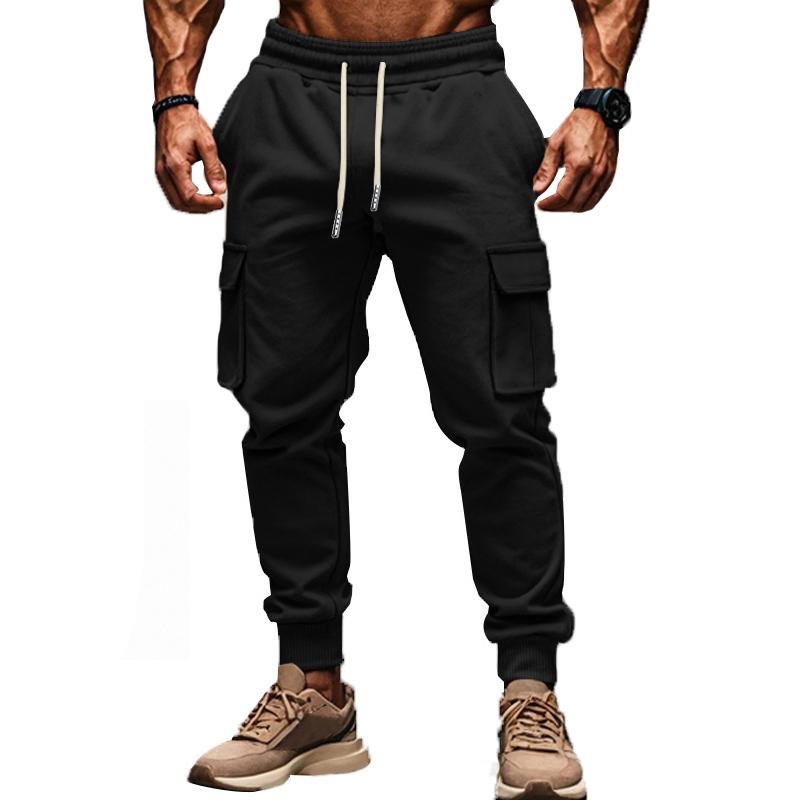 Herren Jogginghose mit elastischem Bund und mehreren Taschen aus Plüschstoff