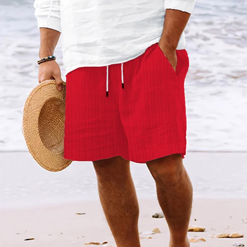 Herren Baumwoll-Mix gestreifte Strand-Shorts mit Kordelzug