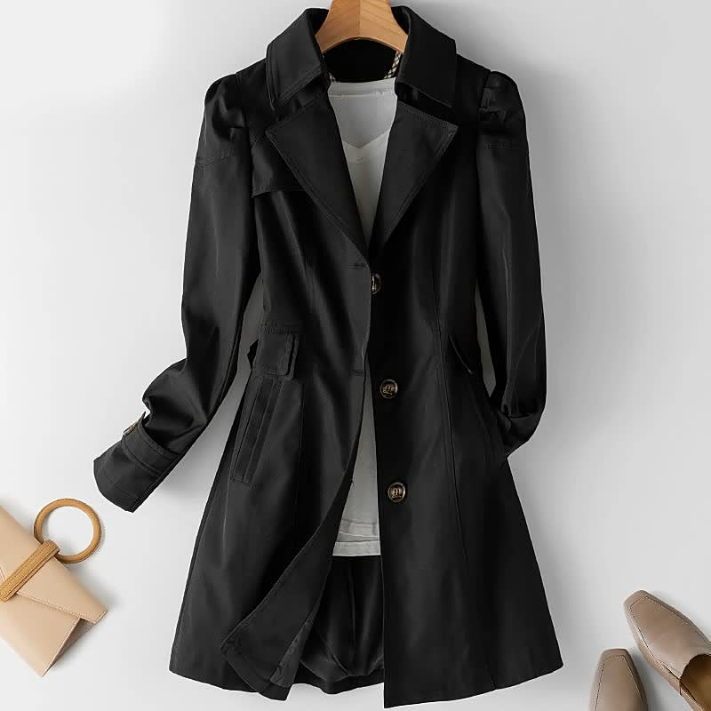 Damen Trenchjacke mit Reverskragen und Knopfleiste