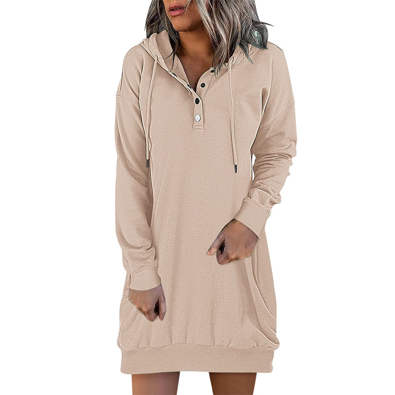Damen Long Hoodie mit Kapuze im minimalistischen Stil
