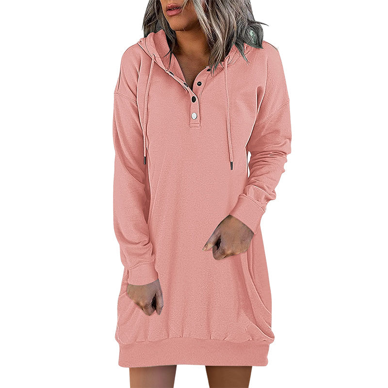 Damen Long Hoodie mit Kapuze im minimalistischen Stil