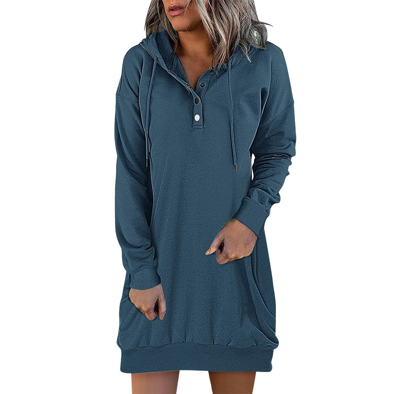 Damen Long Hoodie mit Kapuze im minimalistischen Stil