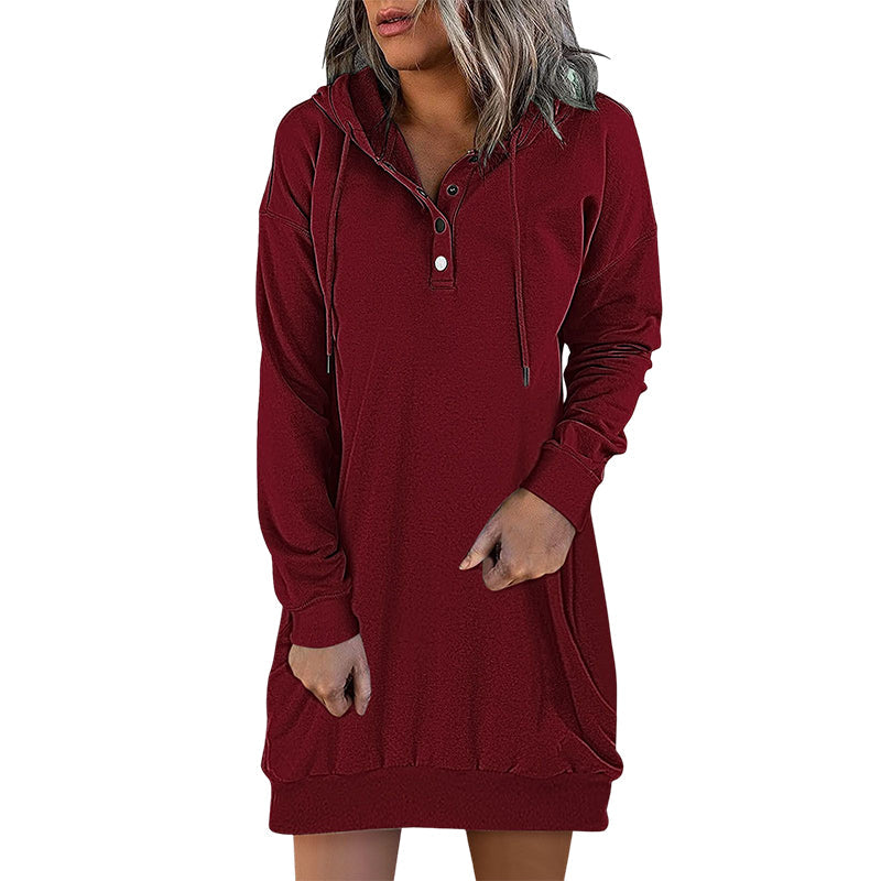 Damen Long Hoodie mit Kapuze im minimalistischen Stil