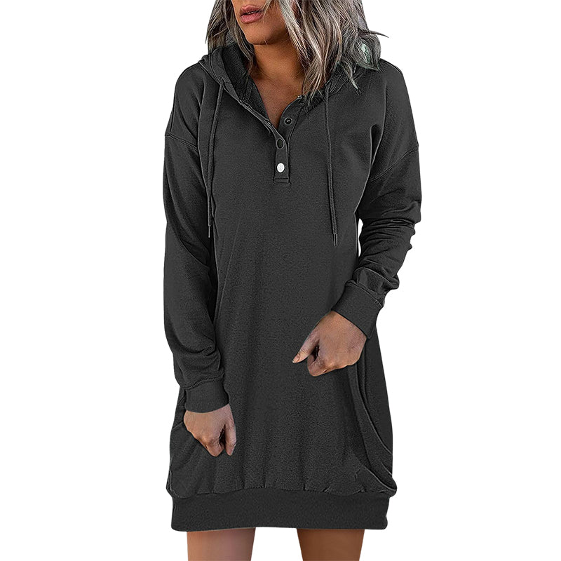 Damen Long Hoodie mit Kapuze im minimalistischen Stil