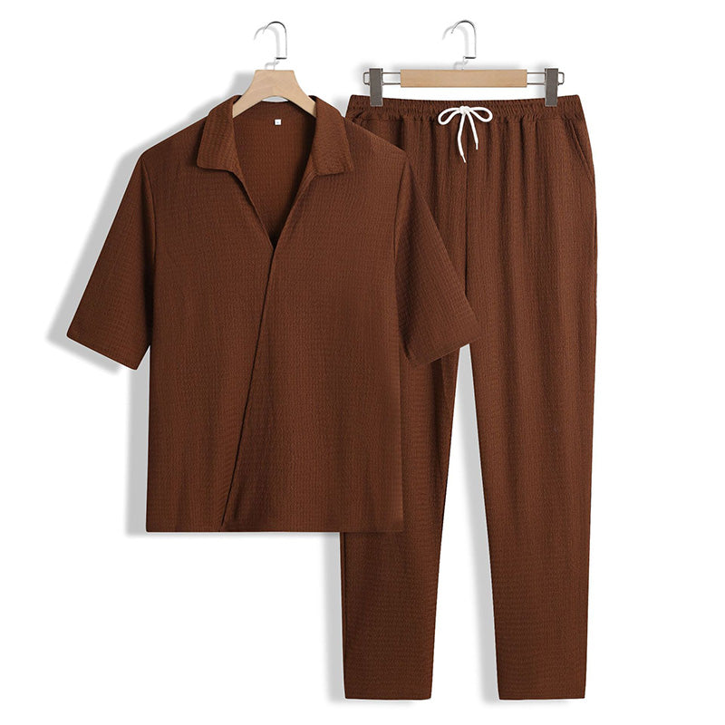 đ„Neu eingetroffen 50 % Rabattđ„2-teiliges Set fĂŒr Herren â kurzĂ€rmliges Oberteil mit V-Ausschnitt und Hose