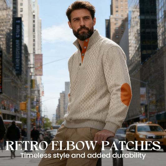 🧥✨ Perfekter Komfort-Pullover für Herren: Robust mit stylischen Ellbogenpatches, nachhaltige Wolle für jeden Tag. ❄️