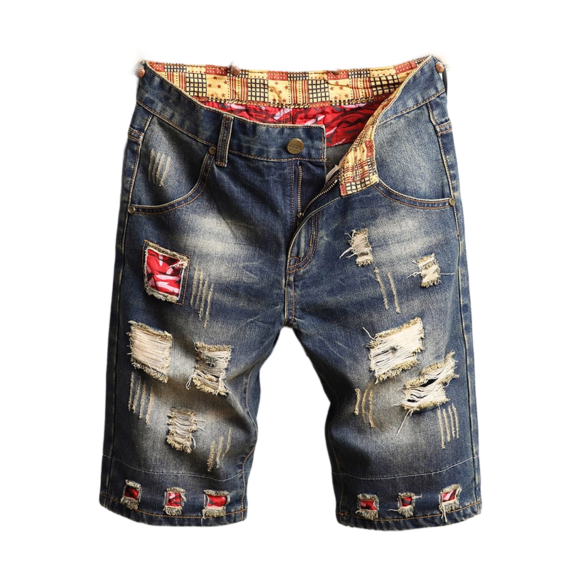 Destroyed-Jeansshorts für Herren mit Patches – lässig, auffällig & bequem