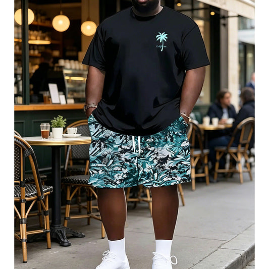⏰ 50 % RABATT – Nur für kurze Zeit ✨Herren Sommer-Set 🌴 Bedrucktes Oberteil & Shorts – Leicht und Bequem