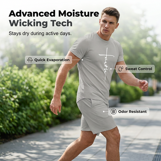 ⏰ 50 % RABATT – Nur für kurze Zeit ✨Herren Faith T-Shirt & Shorts Set ✝️ Lässiges 2-teiliges Freizeit Outfit