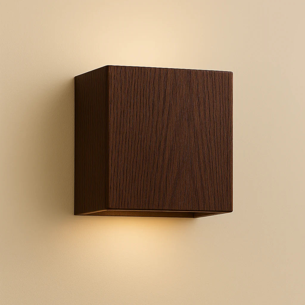 Moderne einfache Würfel -Holzwandlichtlicht