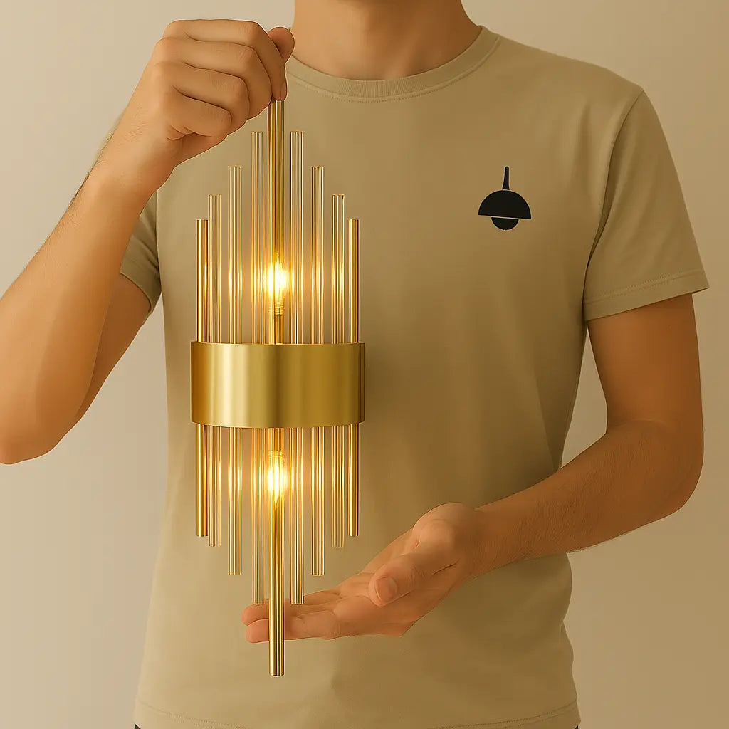 Schicke nordische moderne Goldwandlampe